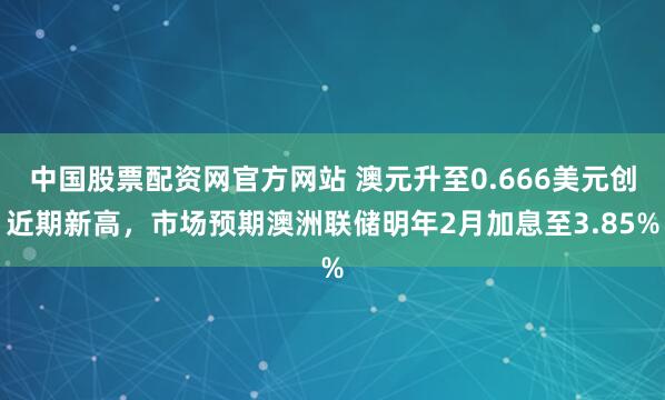 中国股票配资网官方网站 澳元升至0.666美元创近期新高，市场预期澳洲联储明年2月加息至3.85%